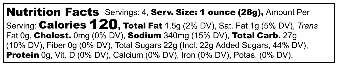 Chamoy Kittles Nutrition Information