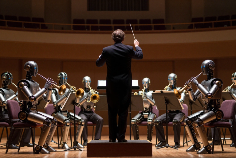 Orchestra representing AI agent automation symphony